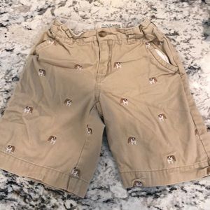 Khaki embroidered bull dog shorts
